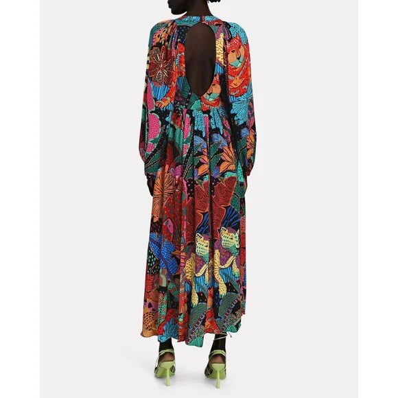 Farm Rio Cool Leopard Maxi Dress in Multicolor Medium Womens Long Gown - Picture 2 of 15